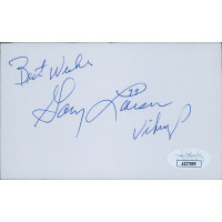 Gary Larsen Minnesota Vikings Signed 3x5 Index Card JSA Authenticated