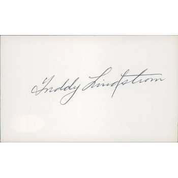 Freddie Lindstrom New York Giants Signed 3x5 Index Card JSA Authenticated