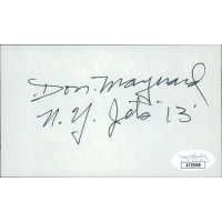 Don Maynard New York Jets Signed 3x5 Index Card JSA Authenticated