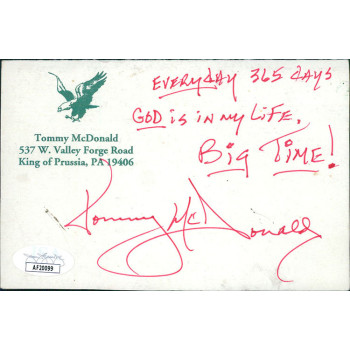 Tommy McDonald Philadelphia Eagles Signed Thank You Card JSA Authenticated