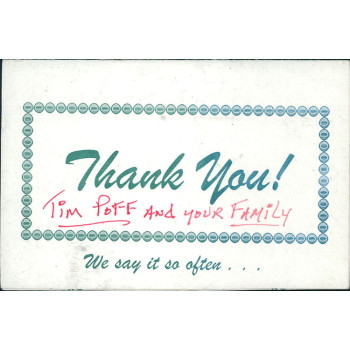 Tommy McDonald Philadelphia Eagles Signed Thank You Card JSA Authenticated