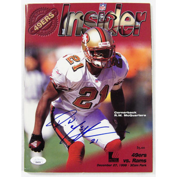R.W. McQuarters San Francisco 49ers Signed Insider 1998 Program JSA Authentic
