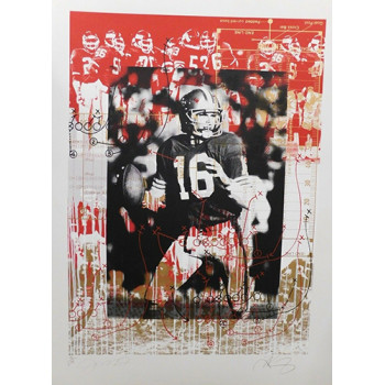 Joe Montana San Francisco 49ers Signed 33x44 Lithograph JSA Authenticated