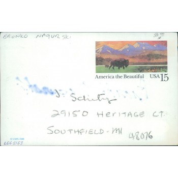 Bronko Nagurski Chicago Bears Signed 3.5x5.5 Postcard JSA Authenticated