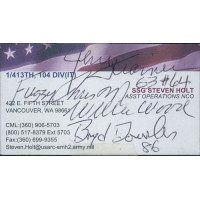 Packers Dowler, Wood, Thurston, Kramer Signed Business Card JSA Authenticated