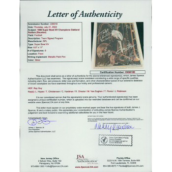 Oakland Raiders 1980 Signed Super Bowl XV Program by 8 JSA Authenticated