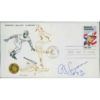 O.J. Simpson Signed Roberto Clemente First Day Issue Cachet JSA Authenticated