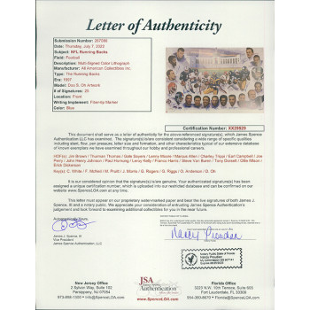 Ultimate Running Backs Signed Lithograph Poster By 25 JSA Authenticated Ultimate Running Backs Signed Lithograph Poster By 25 JSA Authenticated