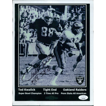 Ted Kwalick Oakland Raiders Signed 8.5x11 Cardstock Photo JSA Authenticated Ted Kwalick Oakland Raiders Signed 8.5x11 Cardstock Photo JSA Authenticated