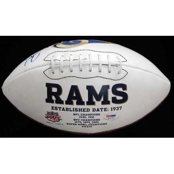 Isaiah Pead St. Louis Rams Signed White Panel Logo Football PSA Authenticated