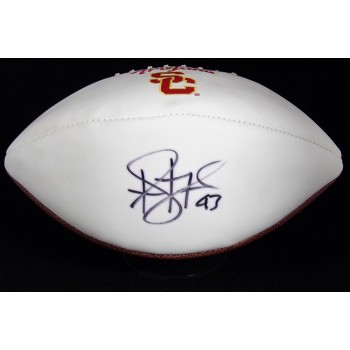 Troy Polamalu USC Trojans Signed White Panel Football JSA Authenticated