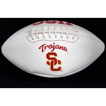 Troy Polamalu USC Trojans Signed White Panel Football JSA Authenticated