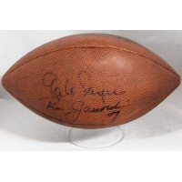 Gale Sayers Ron Jaworski Signed Franklin Grip Rite Football JSA Authenticated