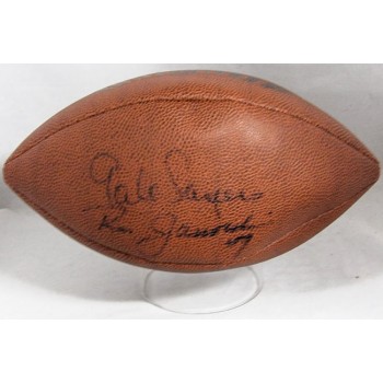 Gale Sayers Ron Jaworski Signed Franklin Grip Rite Football JSA Authenticated