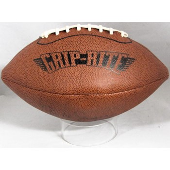 Gale Sayers Ron Jaworski Signed Franklin Grip Rite Football JSA Authenticated