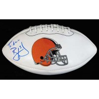 Brandon Weeden Cleveland Browns Signed White Panel Logo Football PSA Authenticated