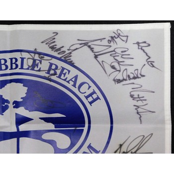 AT&T Pebble Beach Signed Golf Flag by Donald Trump Tiger Woods +20 JSA Authen