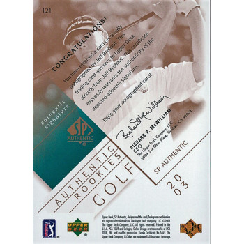 Jeff Brehaut Golfer Signed 2003 Upper Deck SP Authentic Card #121