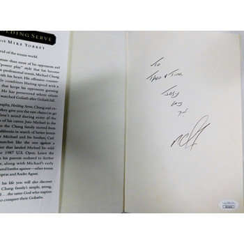 Michael Chang Tennis Star Signed Holding Serve Hardcover Book JSA Authenticated