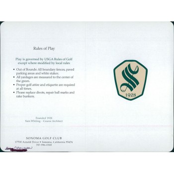 Ben Crenshaw PGA Golfer Signed Sonoma Golf Club Scorecard JSA Authenticated