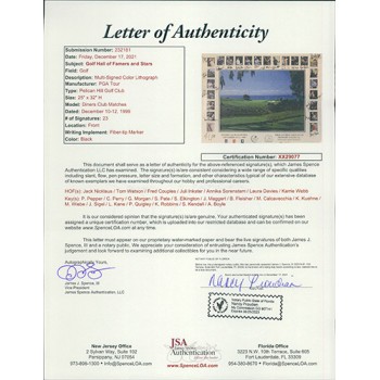 Diners Club 1999 Golfers & Stars Signed 25x32 Lithograph by 23 JSA Authenticated