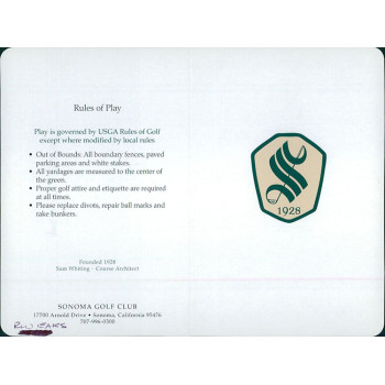 RW Eaks PGA Golfer Signed Sonoma Golf Club Scorecard JSA Authenticated RW Eaks PGA Golfer Signed Sonoma Golf Club Scorecard JSA Authenticated
