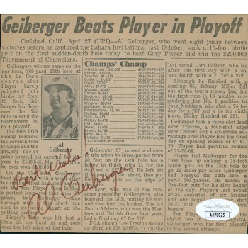Al Geiberger PGA Golfer Signed 5x5.5 Cut Newspaper Page JSA Authenticated