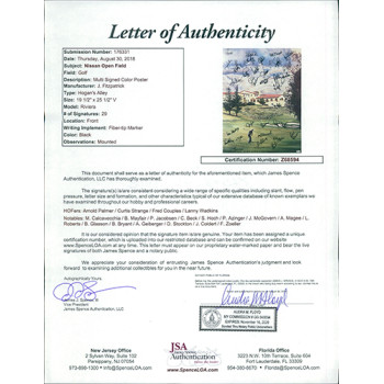 Nissan Open Field Signed 19.5x25.5 Poster by 29 Golfers Palmer JSA Authenticated