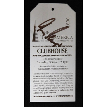 Gary Player Signed 1992 The Transamerica Championship Ticket JSA Authenticated