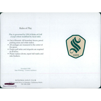 Dana Quigley PGA Golfer Signed Sonoma Golf Club Scorecard JSA Authenticated Dana Quigley PGA Golfer Signed Sonoma Golf Club Scorecard JSA Authenticated