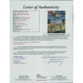 Skins Game 2001 Signed Program Tiger Woods Greg Norman +2 JSA Authenticated