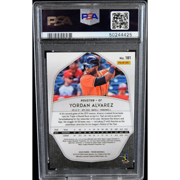 Yordan Alvarez Houston Astros 2020 Panini Prizm Rookie Card #181 PSA 9 MINT
