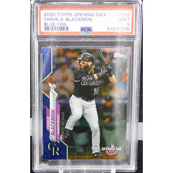 Charlie Blackmon Colorado Rockies 2020 Topps Opening Day Blue Card #149 PSA 9
