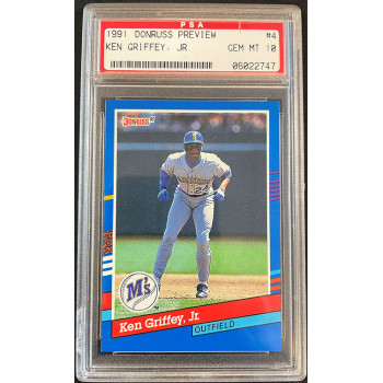 Ken Griffey Jr. Seattle Mariners 1991 Donruss Preview Card #4 PSA 10 Gem Mint