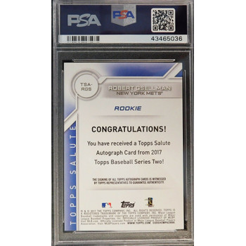 Robert Gsellman Signed Auto 2017 Topps Salute Card #RGS LE 7/10 PSA 8 NM-MT