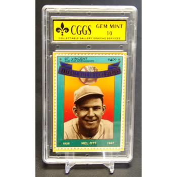 Mel Ott 1992 St. Vincent HOF Heroes Stamps Baseball Card #7 CGGS 10 Gem Mint