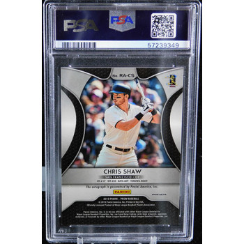 Chris Shaw SF Giants Signed 2019 Panini Prizm Rookie Card #RA-CS PSA 9 Mint