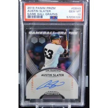 Austin Slater Signed 2019 Panini Prizm Gameball Graphs Card #GBAS PSA 10