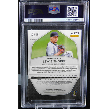 Lewis Thorpe Twins 2020 Panini Prizm Snake Skin Card #209 /50 PSA 9 Mint