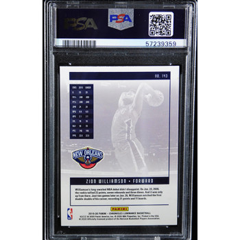 Zion Williamson 2019-20 Panini Chronicles Luminance Rookie Card #143 PSA 9 Mint
