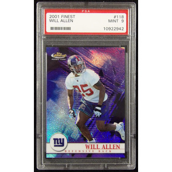 Will Allen New York Giants 2001 Topps Finest Card #118 PSA 9 Mint /1000