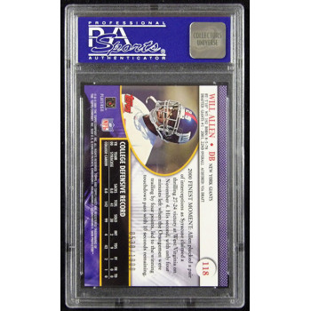 Will Allen New York Giants 2001 Topps Finest Card #118 PSA 9 Mint /1000