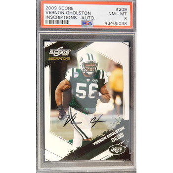 Vernon Gholston New York Jets 2009 Score Auto Card #209 PSA 8 NM-MT LE 1/199