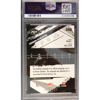 Vernon Gholston New York Jets 2009 Score Auto Card #209 PSA 8 NM-MT LE 1/199