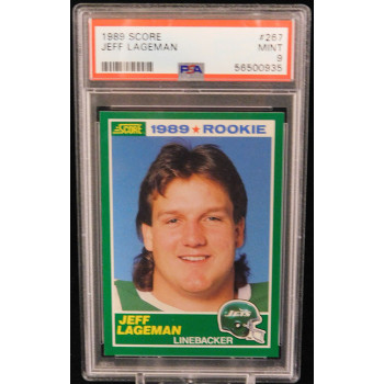 Jeff Lageman New York Jets 1989 Score Football Card #267 PSA 9 Mint