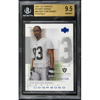 Ken-Yon Rambo Oakland Raiders 2001 Upper Deck UD Graded #89 Beckett 9.5 Gem Mint