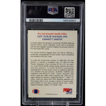 Emmitt Smith Cowboys 1992 Pro Set Power Preview Football Card PSA 8 Near Mint