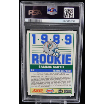 Sammie Smith Miami Dolphins 1989 Score Football Card #262 PSA 9 Mint