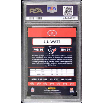 JJ Watt Houston Texans 2015 Panini Donruss Press Proof Blue Card #158 PSA 9