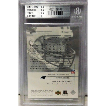 Chris Weinke Panthers 2001 Upper Deck Rookie Series Card #55 Beckett 9 Mint